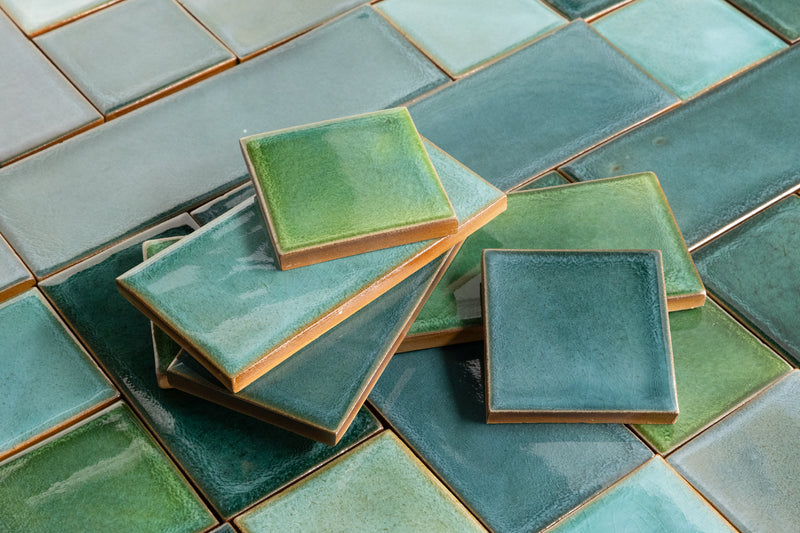 Hand-Made Teal & Green Tiles - V9CPZ5-WS