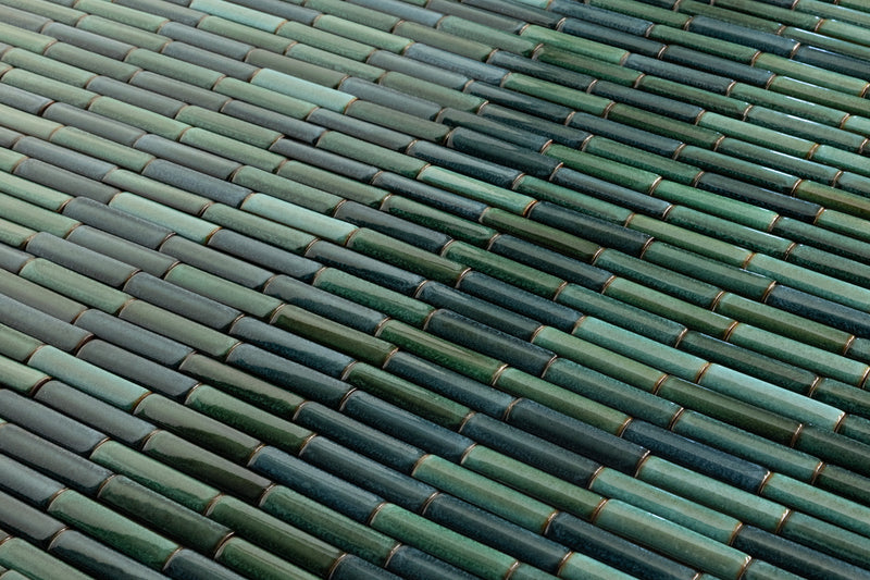 Glossy Fluted Green Rectangular Tiles - VAXAP9