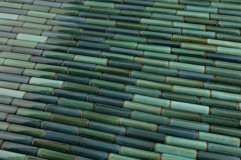 Glossy Fluted Green Rectangular Tiles - VAXAP9