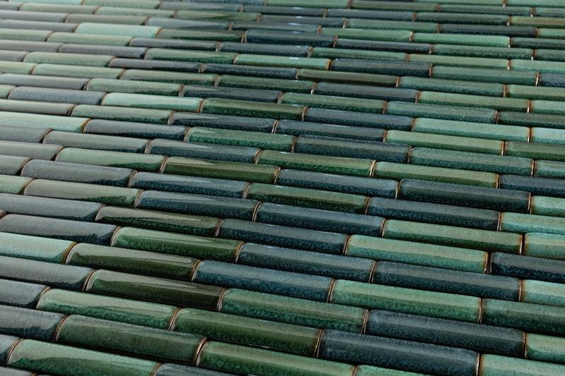 Glossy Fluted Green Rectangular Tiles - VAXAP9