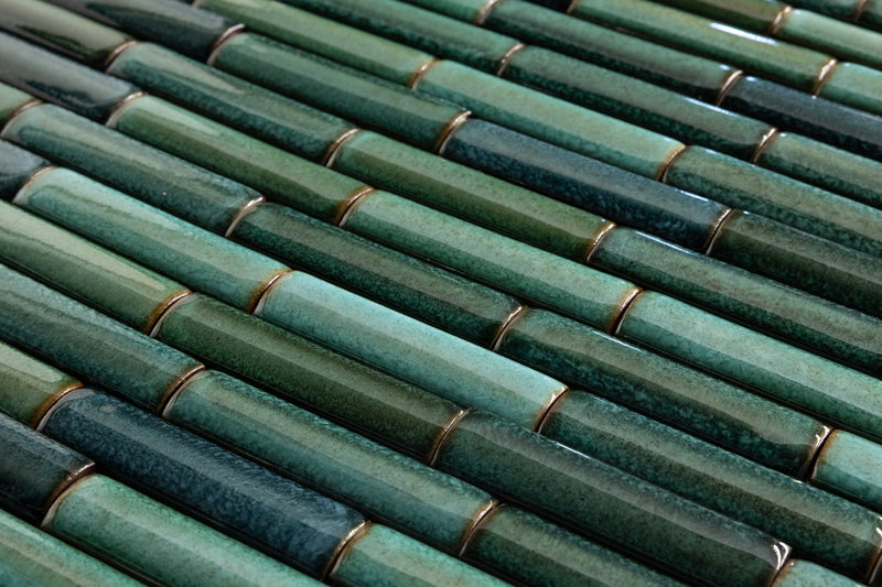 Glossy Fluted Green Rectangular Tiles - VAXAP9