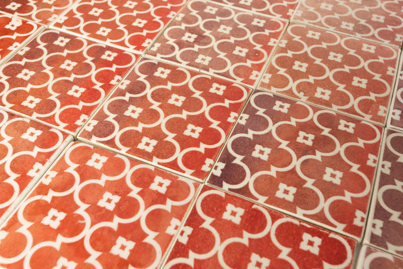 Red & White Screen Printed Pattern Tiles - VGC36C_18D