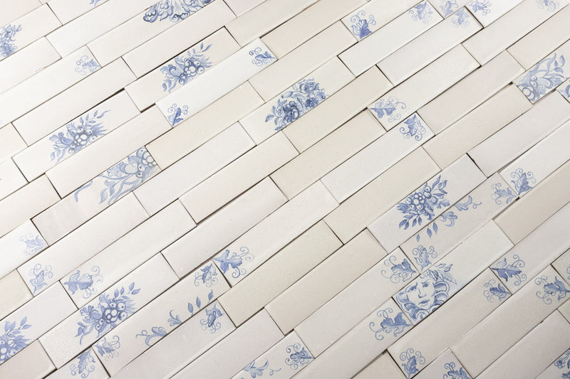 Rectangular White & Blue Delft Tiles VPFMQR_21C