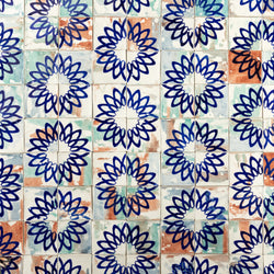 Hand-Printed Geometric Flower Pattern Tiles - VPVTFS_13B