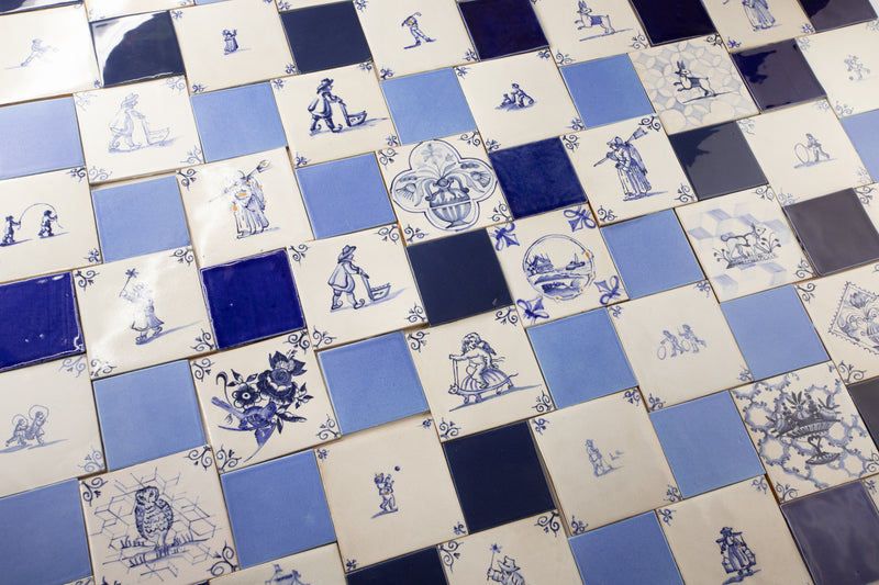 Blue and white blend with Hand-Painted Square Delft Tiles VWPCXC