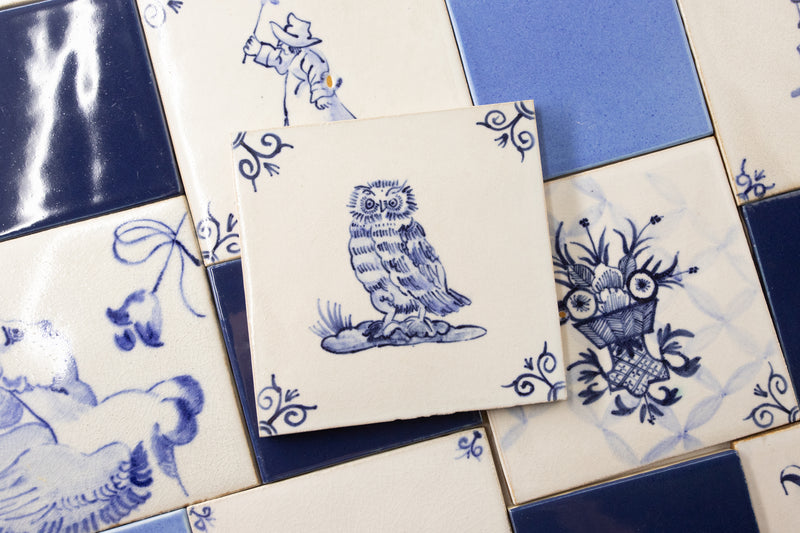 Blue and white blend with Hand-Painted Square Delft Tiles VWPCXC