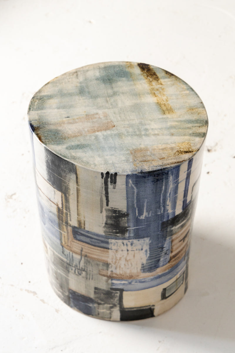 Blue, Black & Brown Handcrafted Ceramic Side Table 400mm - VZDFRU