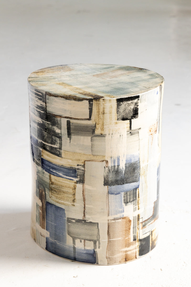 Blue, Black & Brown Handcrafted Ceramic Side Table 400mm - VZDFRU