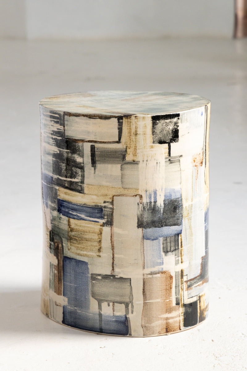 Blue, Black & Brown Handcrafted Ceramic Side Table 400mm - VZDFRU