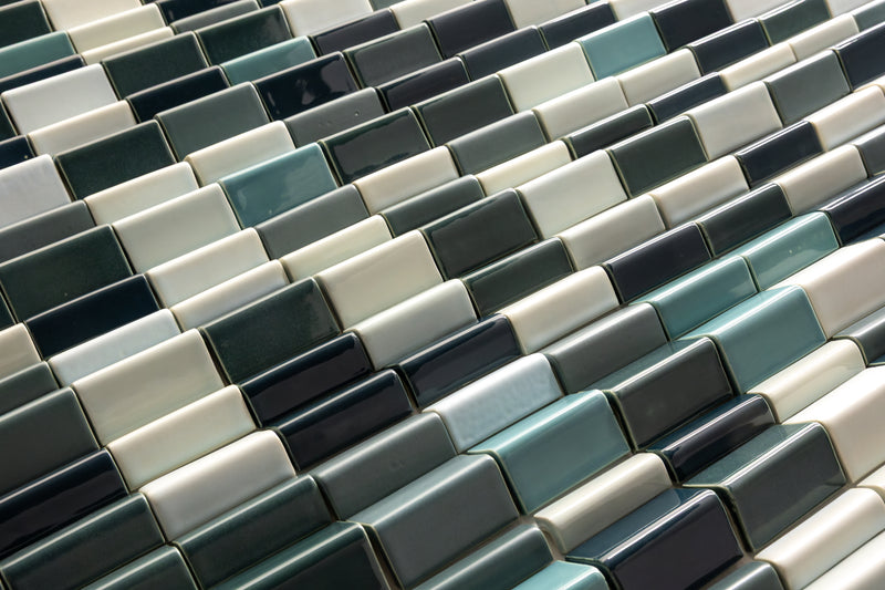 Green & Aqua Blend Corner Angle 3D Ridge Tiles - WK69S5-WS