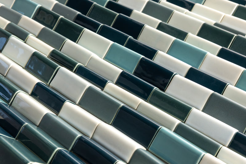 Green & Aqua Blend Corner Angle 3D Ridge Tiles - WK69S5-WS