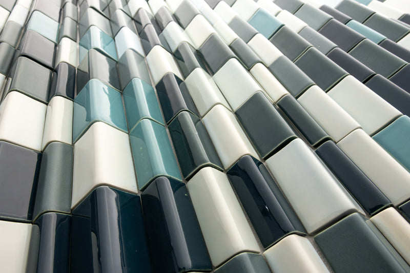 Green & Aqua Blend Corner Angle 3D Ridge Tiles - WK69S5-WS
