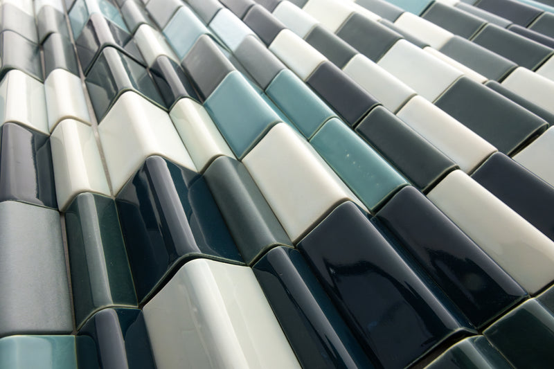 Green & Aqua Blend Corner Angle 3D Ridge Tiles - WK69S5-WS