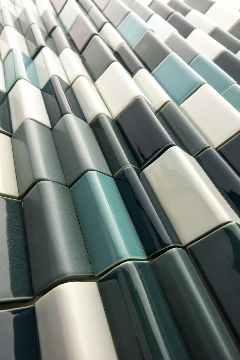Green & Aqua Blend Corner Angle 3D Ridge Tiles - WK69S5-WS