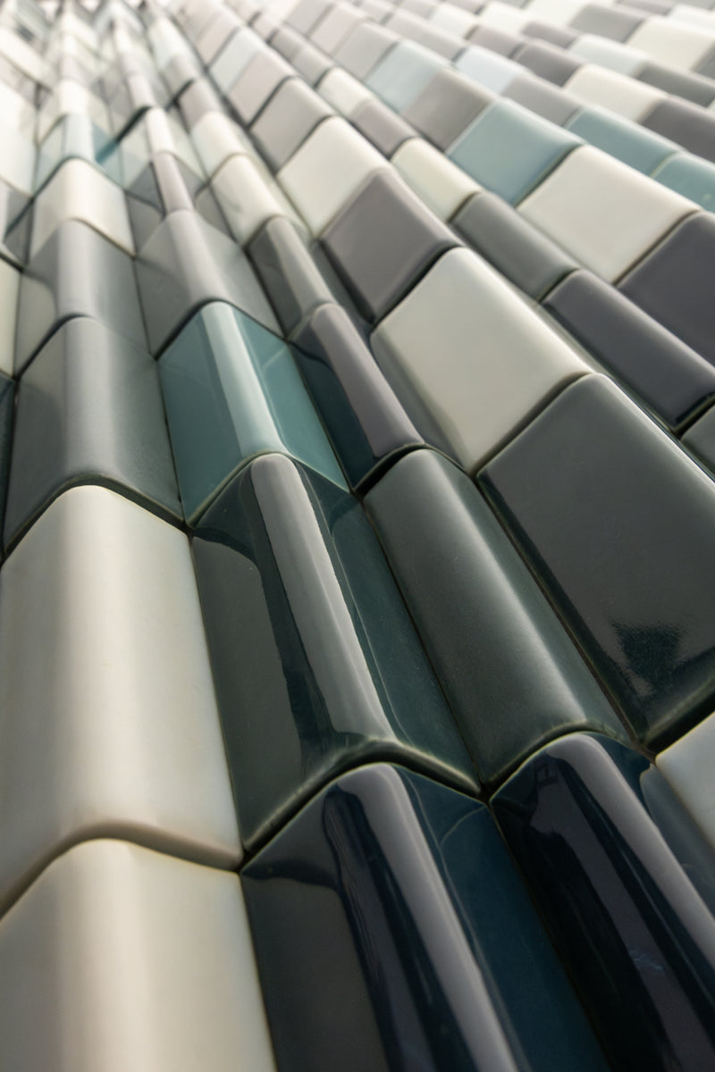 Green & Aqua Blend Corner Angle 3D Ridge Tiles - WK69S5-WS