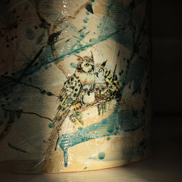 Owl Themed Ceramic Side Table - WQTYKV