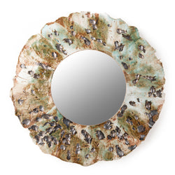 Medium Green & Tan Ceramic Mirror  - WSNVVF