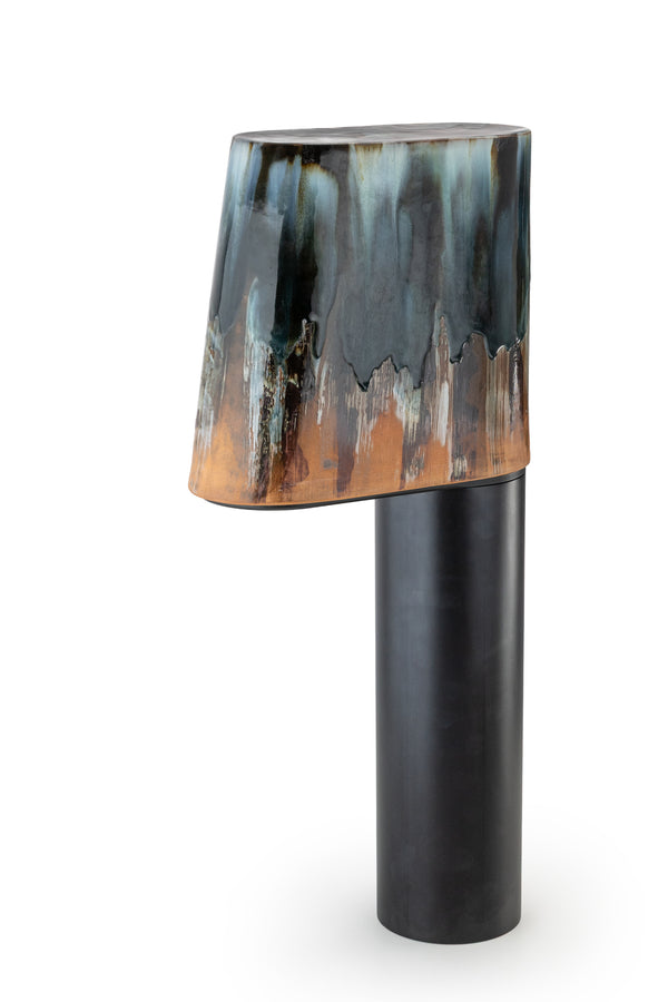 Blue & Terracotta Hand-Made Ceramic Outdoor Lantern - WSQZK3