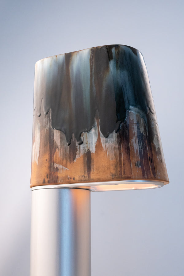 Blue & Terracotta Hand-Made Ceramic Outdoor Lantern - WSQZK3