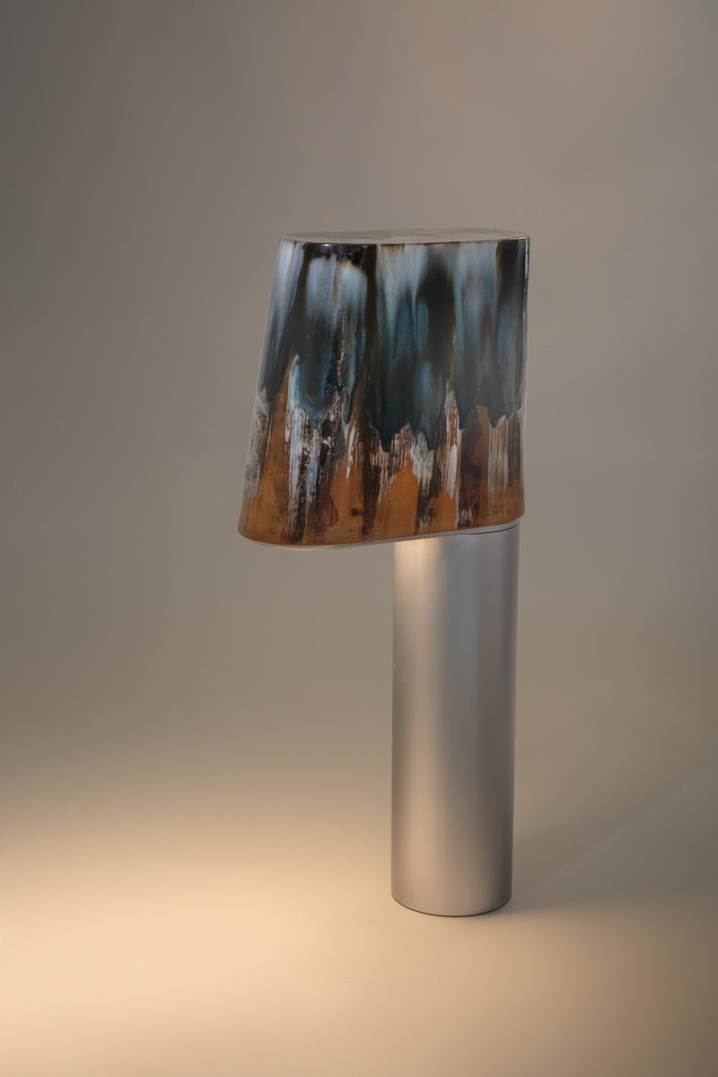 Blue & Terracotta Hand-Made Ceramic Outdoor Lantern - WSQZK3