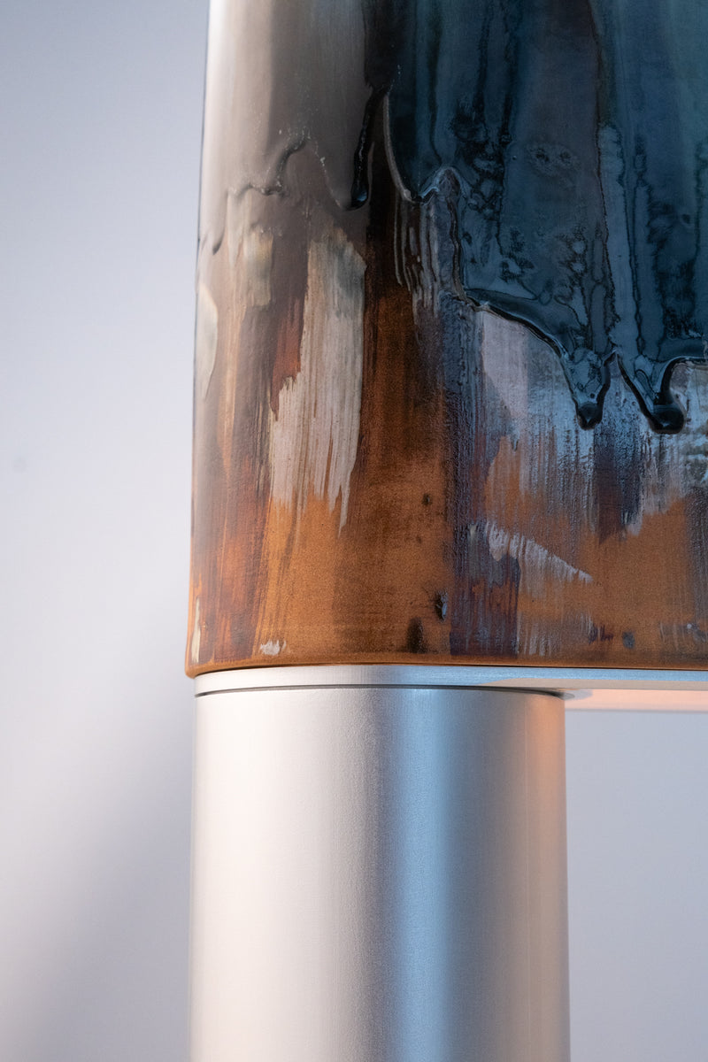 Blue & Terracotta Hand-Made Ceramic Outdoor Lantern - WSQZK3