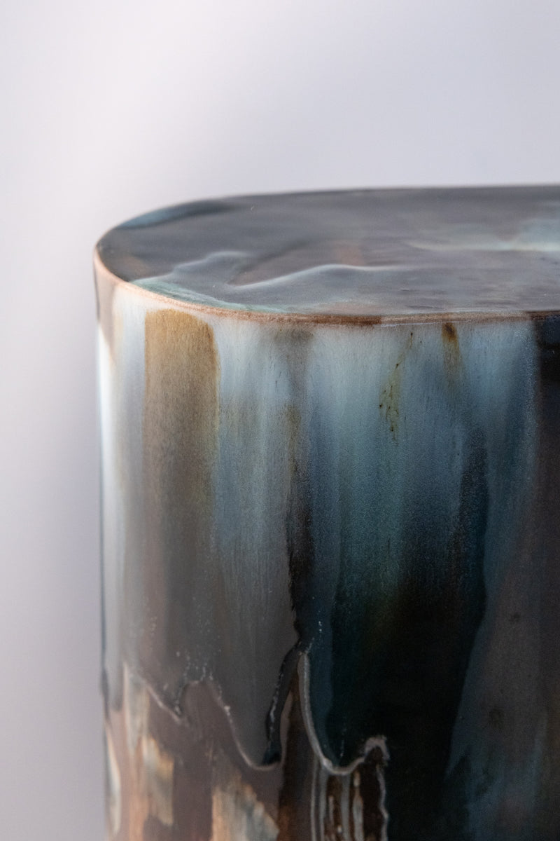 Blue & Terracotta Hand-Made Ceramic Outdoor Lantern - WSQZK3