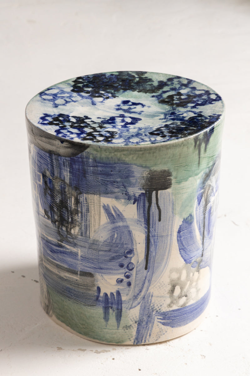 Blue & Green Handcrafted Ceramic Side Table 390mm - WTGXAN