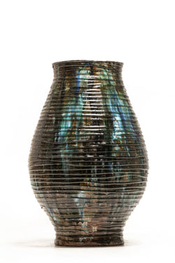 Vessel with Aqua and earthy green and brown glaze - WTJUZY