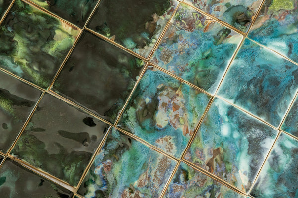 Hand-Painted Abstract Green& Blue Mural - X266M8-WS