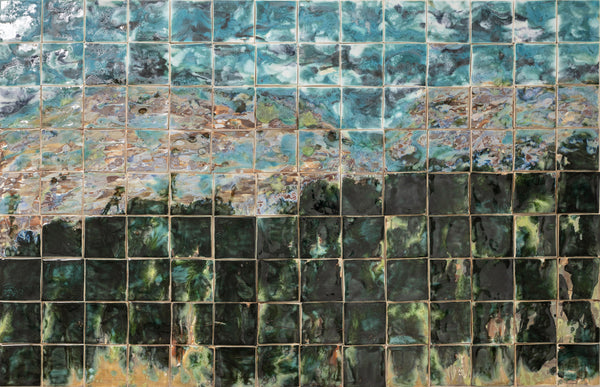 Hand-Painted Abstract Green& Blue Mural - X266M8-WS
