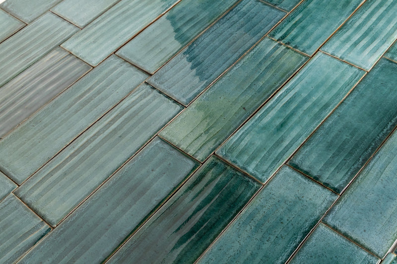 Textured Lines on Green Blue Tile Glaze XPEGAP-WS