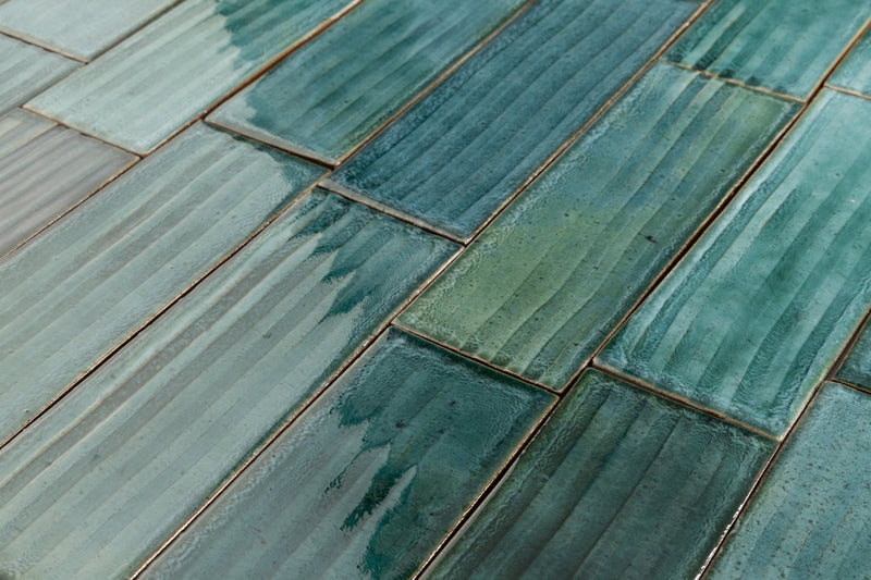 Textured Lines on Green Blue Tile Glaze XPEGAP-WS