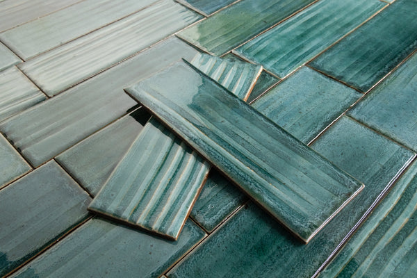 Textured Lines on Green Blue Tile Glaze XPEGAP-WS