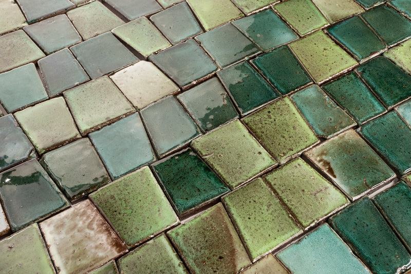 Green Blend Chunky Trapezoid Tiles XWDUUH_9A