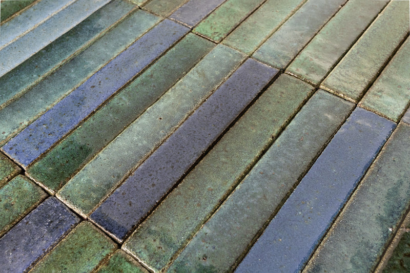 Blend of Green & Blue Rectangular Tiles Y3QVAM