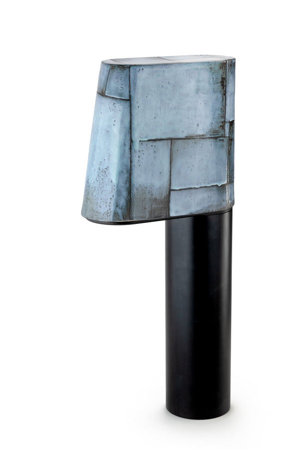 Blue & Black Hand-Made Ceramic Outdoor Lantern - Y6NXFG