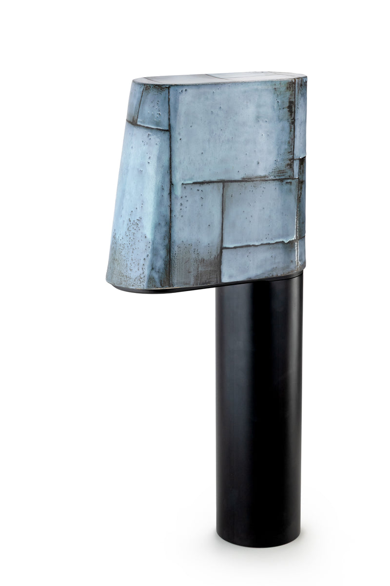 Blue & Black Hand-Made Ceramic Outdoor Lantern - Y6NXFG