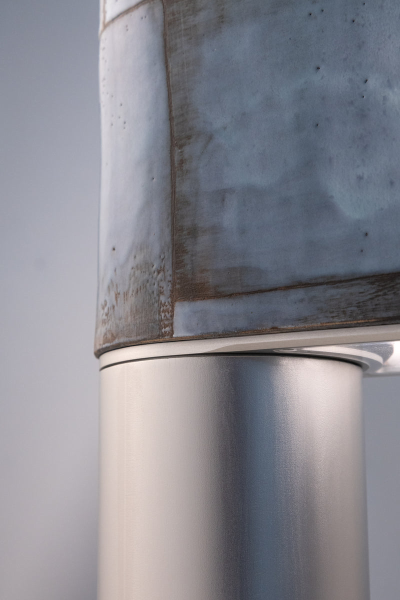 Blue & Black Hand-Made Ceramic Outdoor Lantern - Y6NXFG