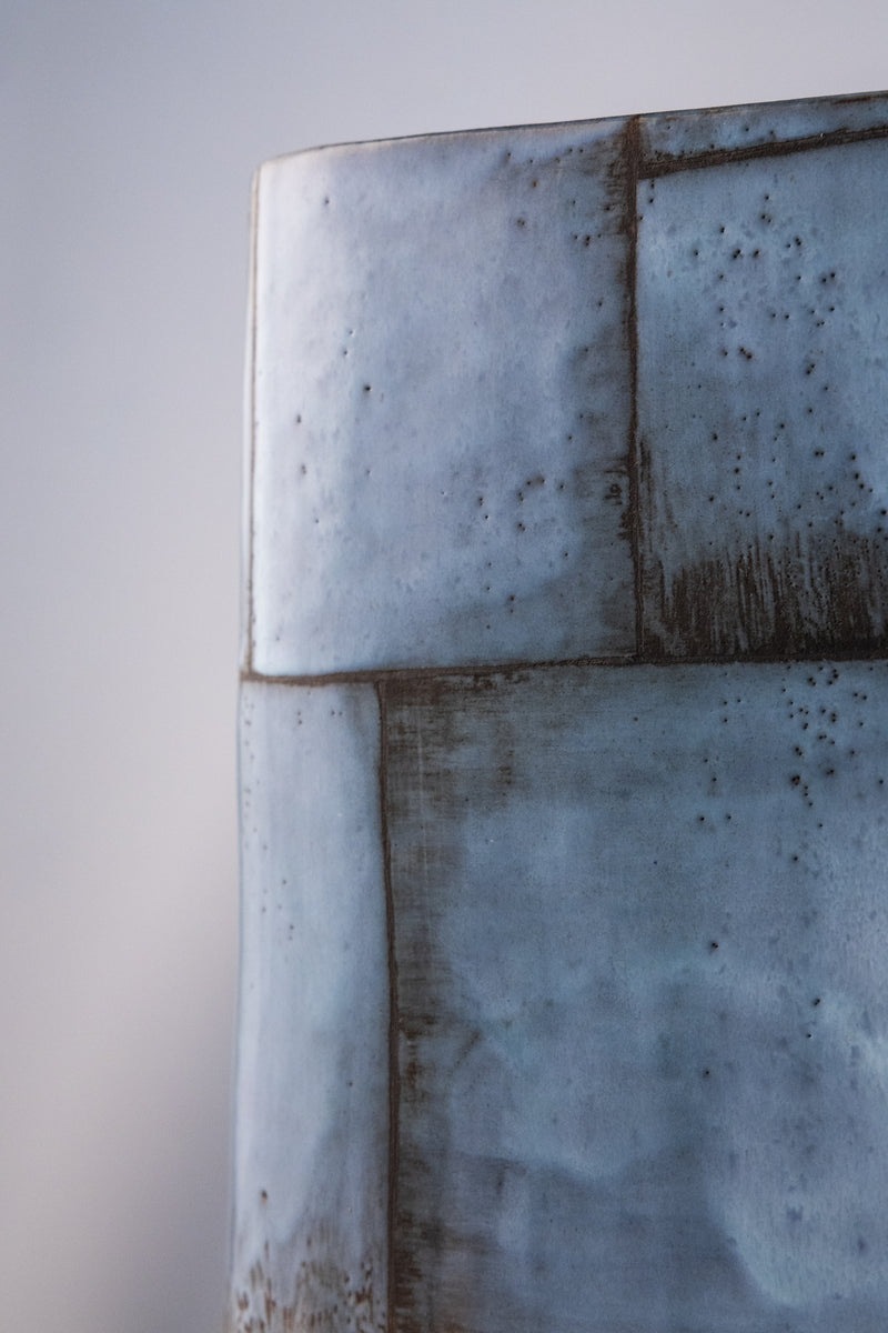 Blue & Black Hand-Made Ceramic Outdoor Lantern - Y6NXFG