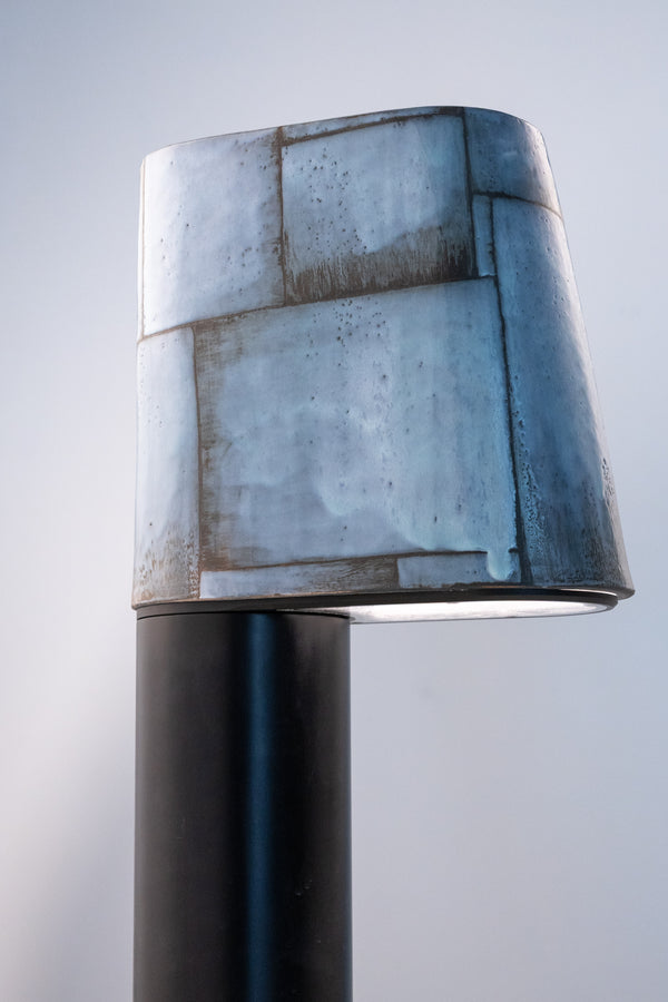 Blue & Black Hand-Made Ceramic Outdoor Lantern - Y6NXFG