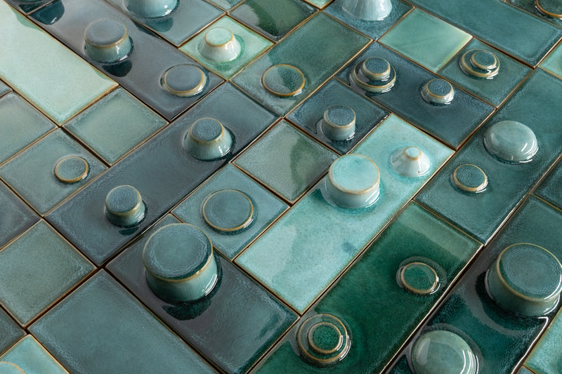Hand-Made 3D Teal & Aqua Tiles - YGDETL