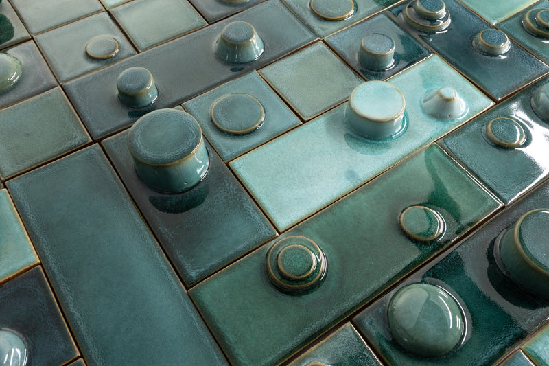 Hand-Made 3D Teal & Aqua Tiles - YGDETL