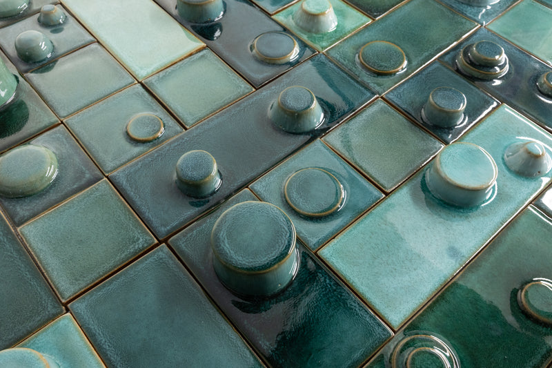 Hand-Made 3D Teal & Aqua Tiles - YGDETL