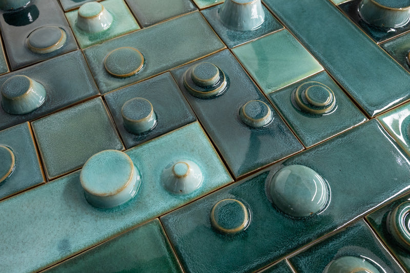 Hand-Made 3D Teal & Aqua Tiles - YGDETL