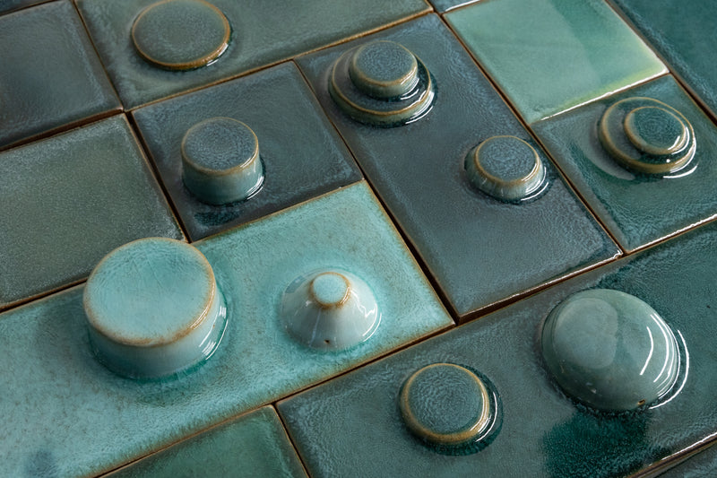 Hand-Made 3D Teal & Aqua Tiles - YGDETL