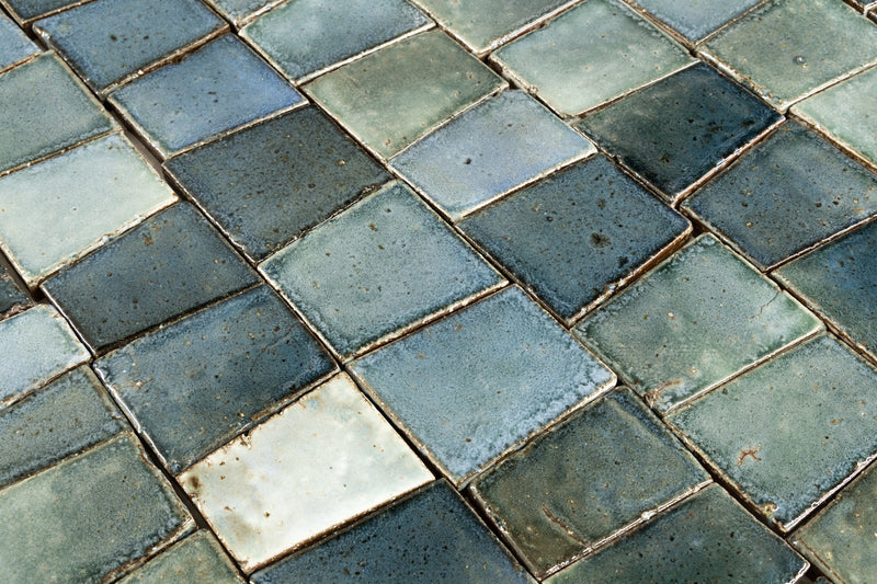 Chunky Trapezoid Tile Blue & Green Blend Tiles YSAUKV