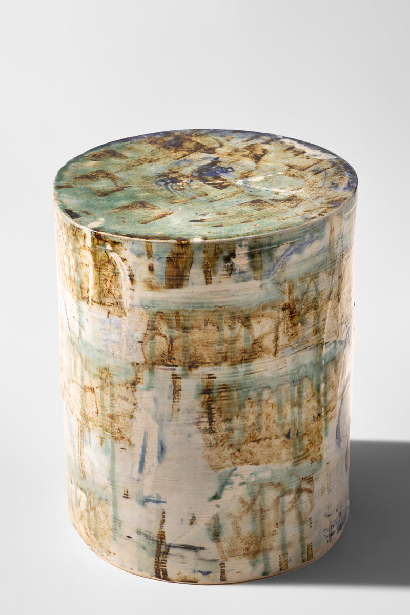 Aqua & Green Abstract Ceramic Side Table - ZATBMT