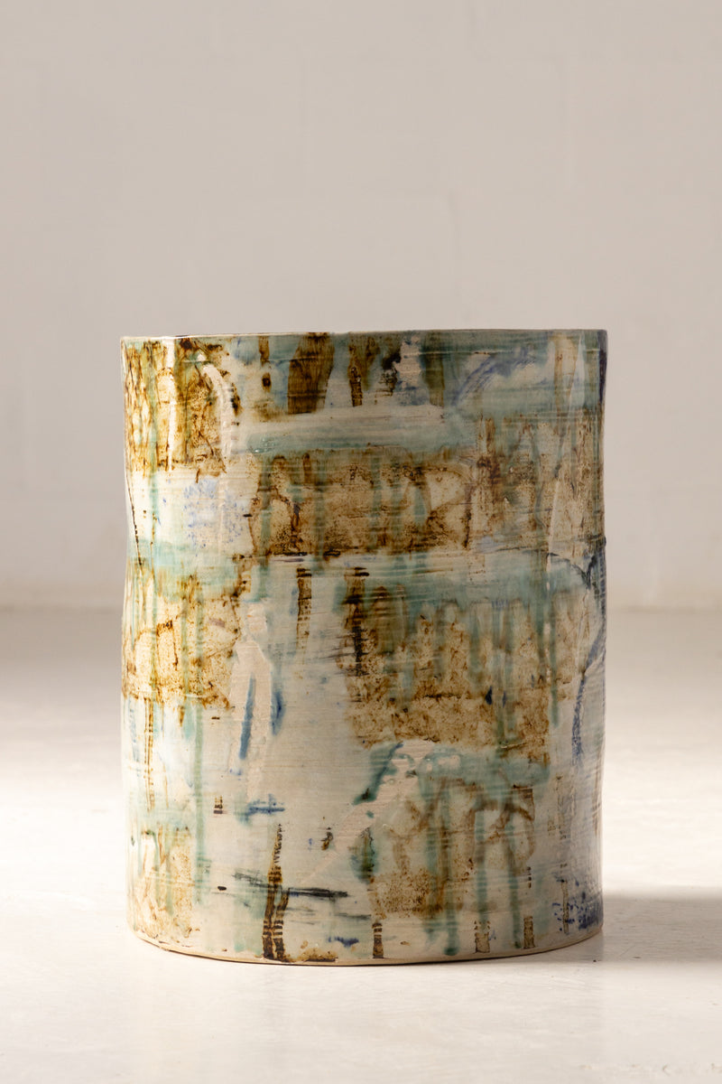 Aqua & Green Abstract Ceramic Side Table - ZATBMT