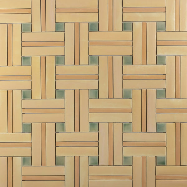 Tan & Green Blend Handmade Tiles - COMP-ZJQFW4-EX
