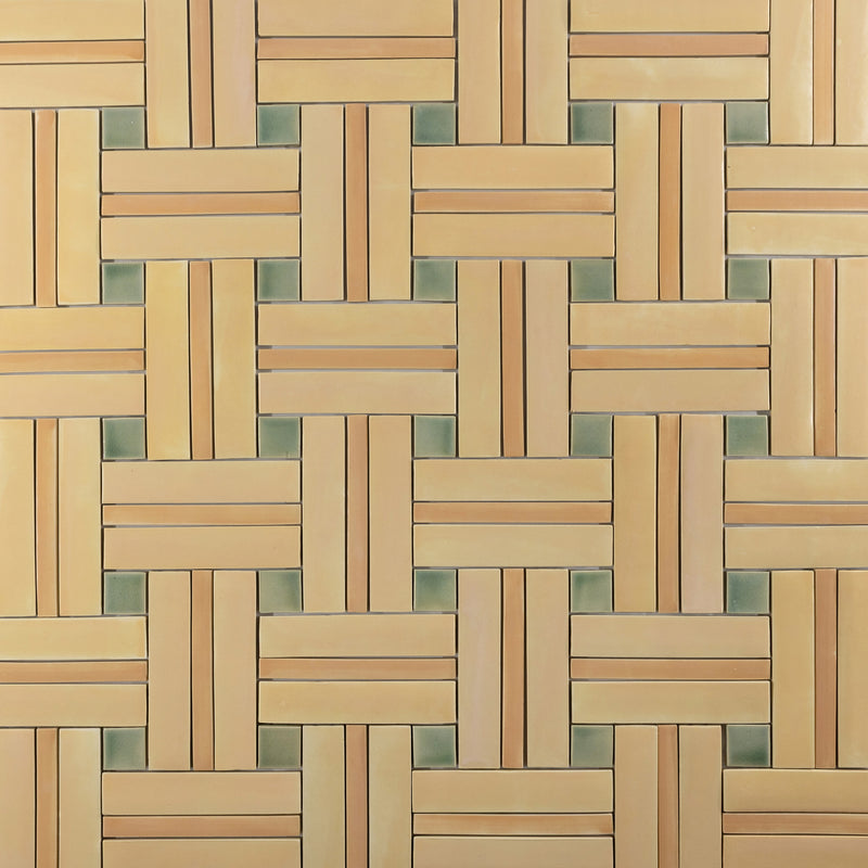 Tan & Green Blend Handmade Tiles - COMP-ZJQFW4-EX